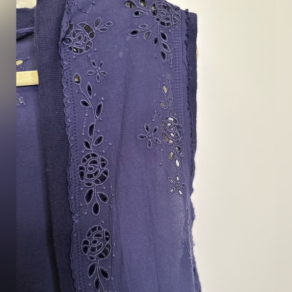 Free People Bella Babydoll Tank Top Navy Blue Tie back Woman Large New XS - Picture 9 of 11